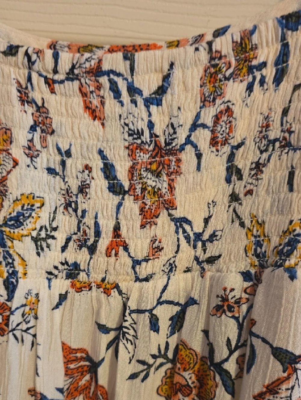 Old Navy Cream Floral‎ Maxi Dress with Navy & Rust Accents